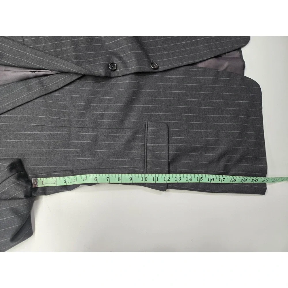 Loro Piana Super 130s Hickey Freeman Madison Wool Blazer Blk/Wht Stripe Size 46L
